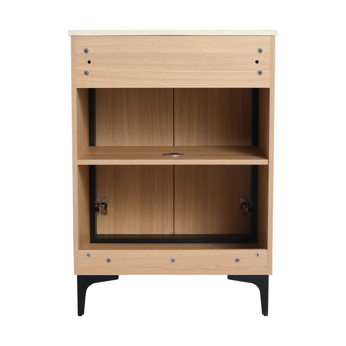 Modern 24" Bathroom Vanity Base With Basin And Storage Cabinet - Oak