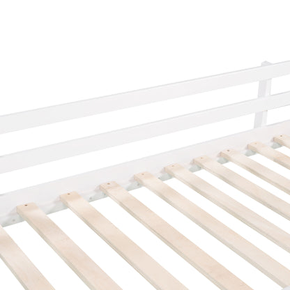Twin Size Loft Bed With Slide, Stair And Chalkboard - White
