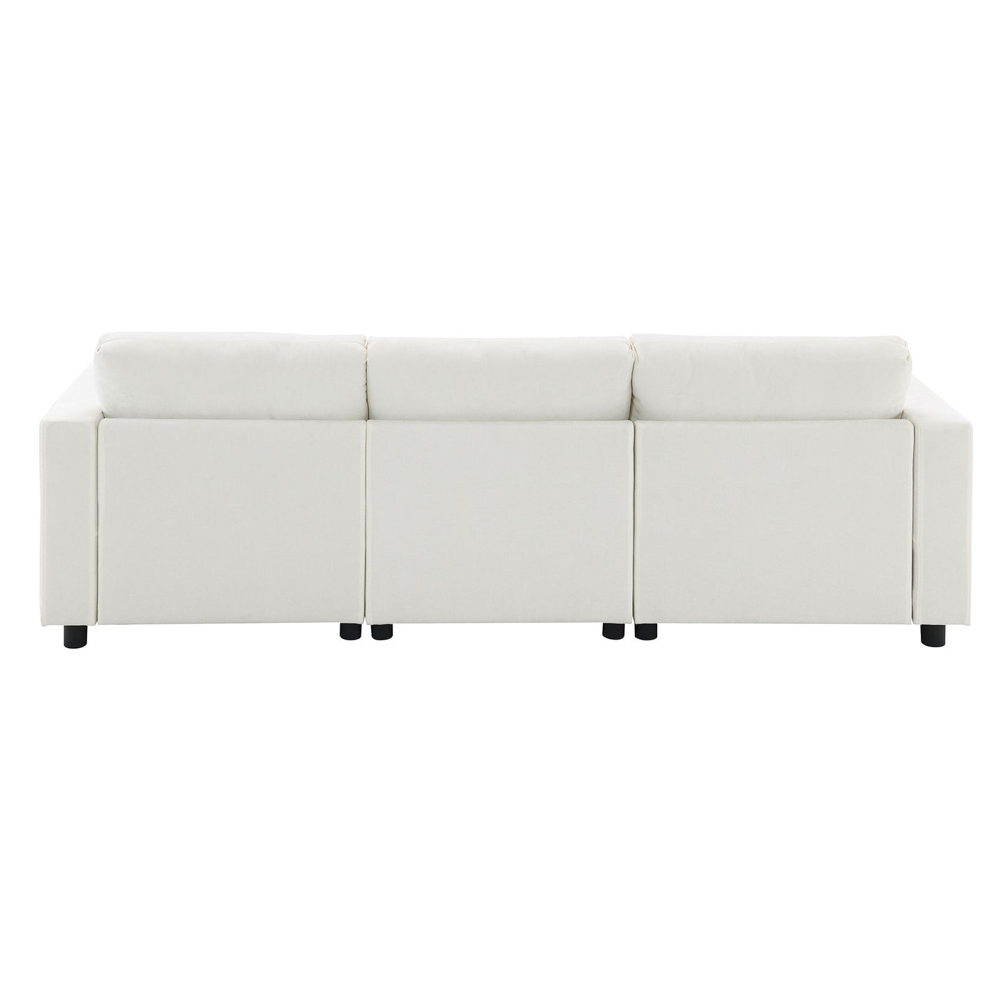 Modular Sectional With Storage Pockets, 5 Seat U Shaped Couch Set With Pillows Free Combination Modern Cloud Sofa With 2 Movable Ottoman - White