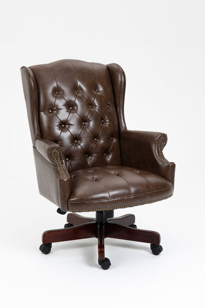 Executive Office Chair, High Back Reclining Comfortable Desk Chair With Smooth Glide Caster Wheels - Brown