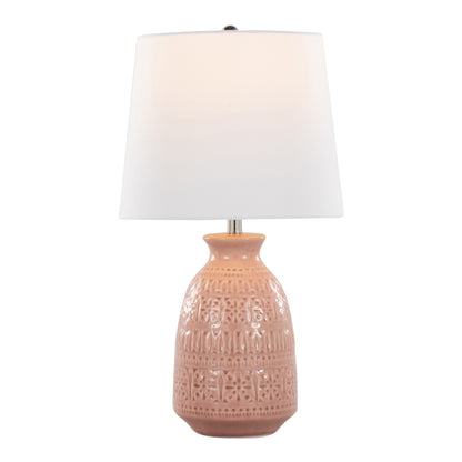 Claudia - Contemporary Lamp (Set of 2) - Rose Tan / Polished Nickel / White