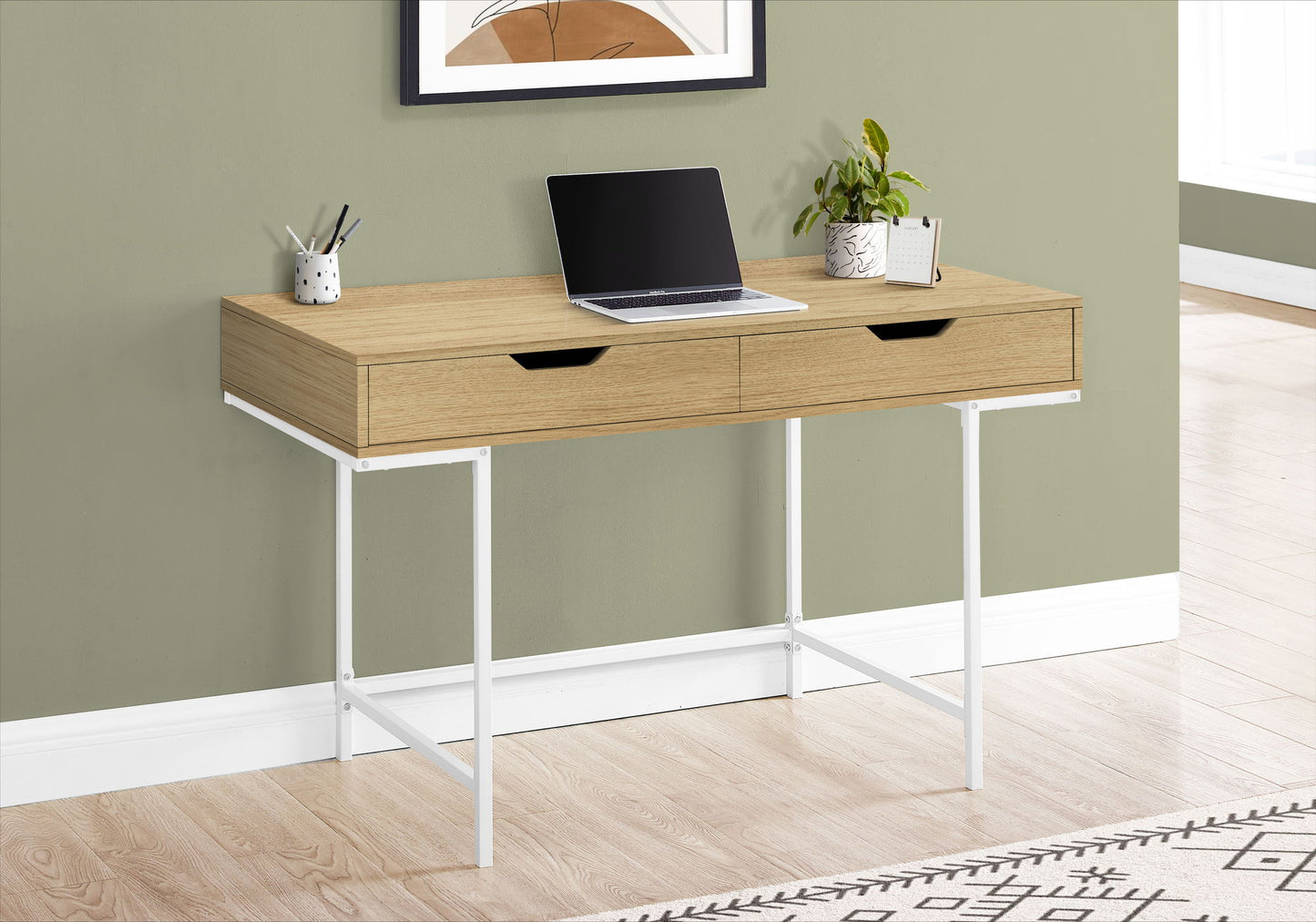 Computer Desk For Home Office, Laptop, Storage Drawers, Contemporary & Modern - Natural