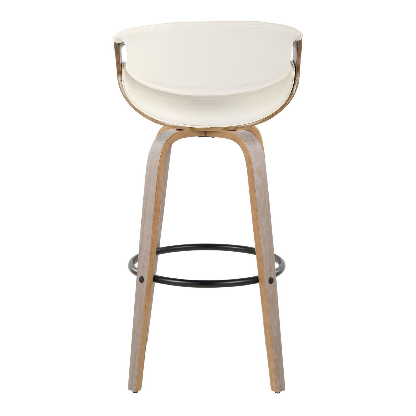Symphony - Mid-Century Modern Fixed Height Barstool With Swivel With Round Footrest (Set of 2) - Light Gray / White