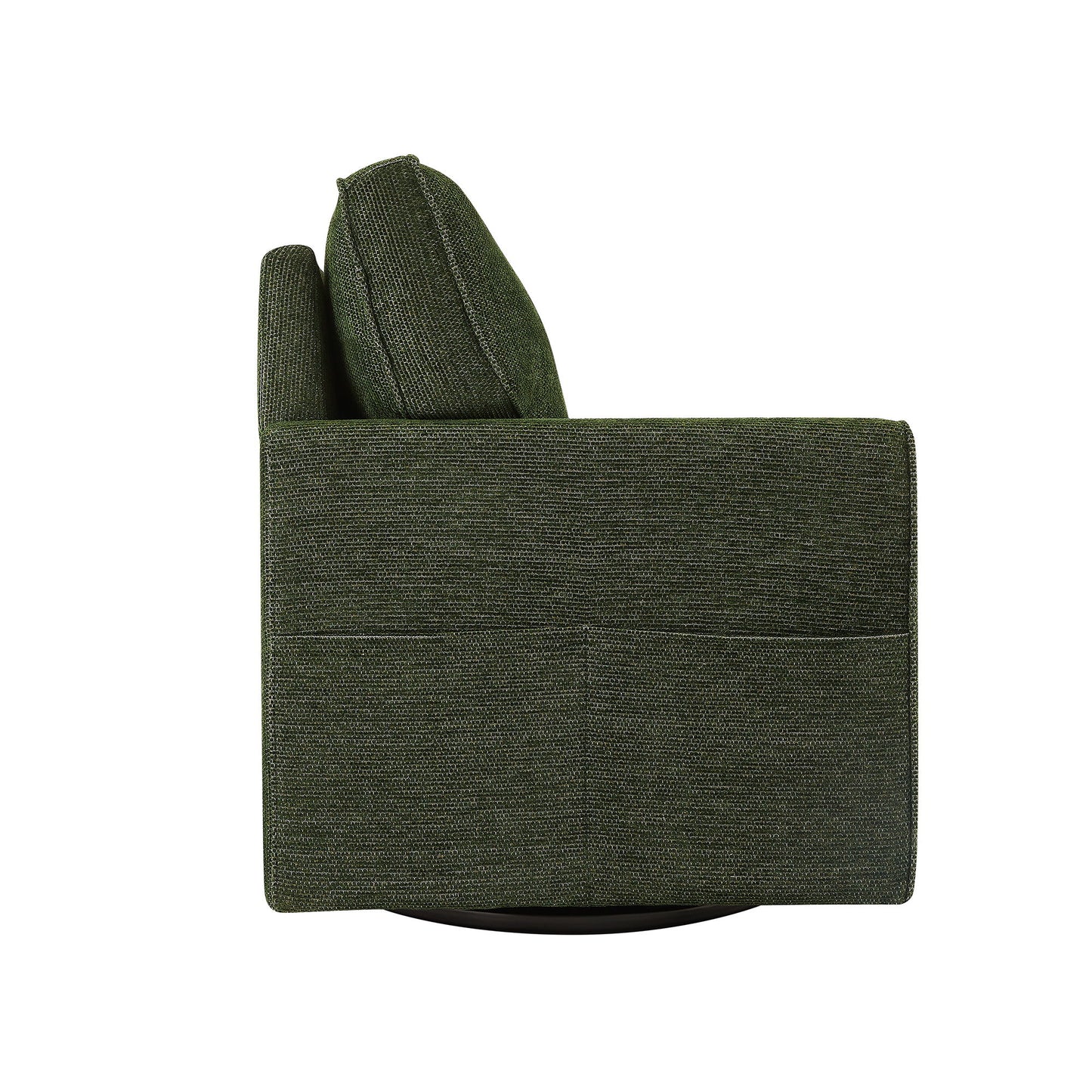 360ÔøΩÔøΩ Swivel Chair Accent Barrel Armchair With Side Pockets, Chenille Upholstery, Compact Size - Green