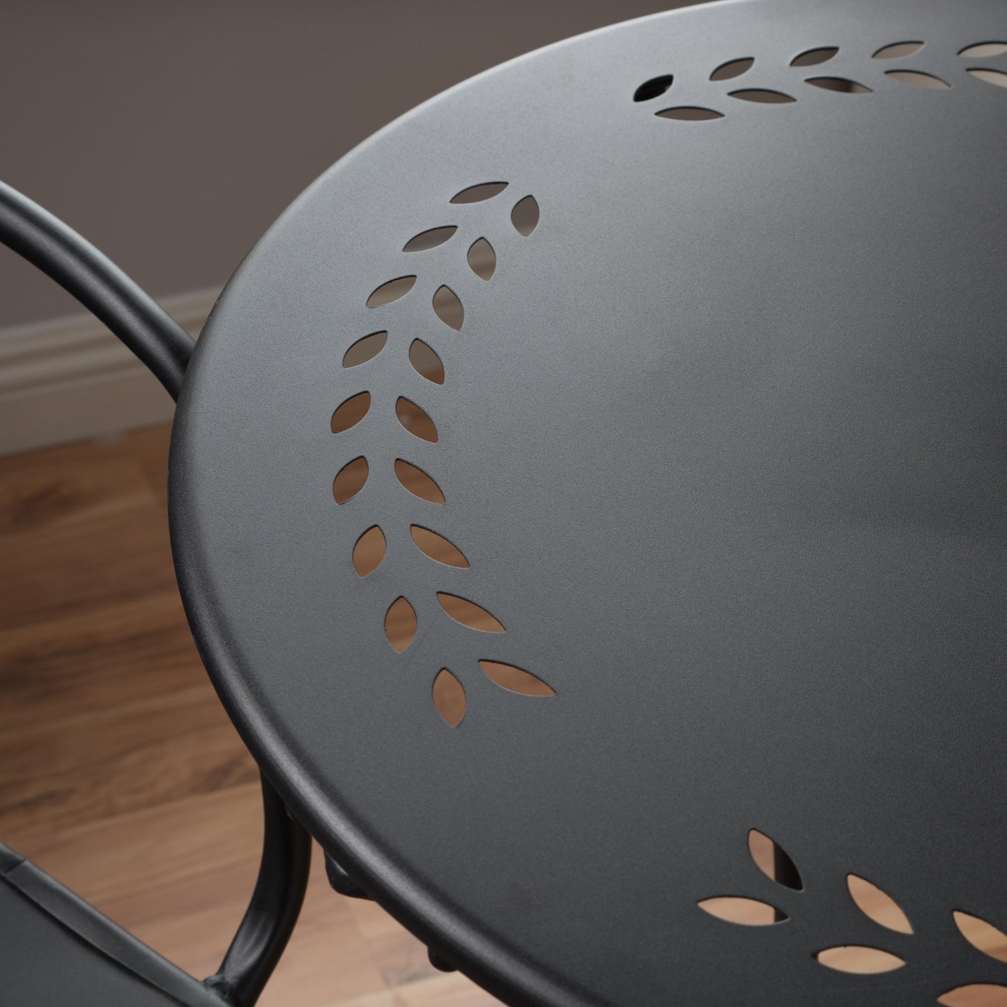 Ambrosia - 3 Piece Bistro Set With Leaf Motifs Top And Seat - Black