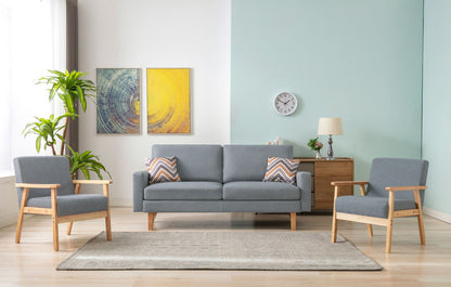 Bahamas - Sofa And 2 Chairs With 2 Throw Pillows - Gray