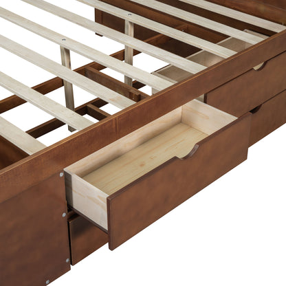 Full Size Daybed With Drawers And Shelves - Walnut