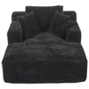 Modern Corduroy Chaise Lounge Sofa Bed With Removable Pillows, Upholstered Sleeper Sofa - Black