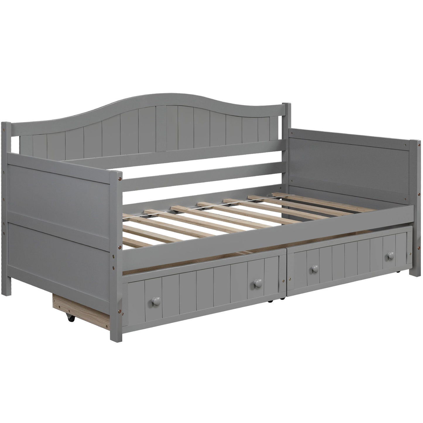 Twin Daybed With 2 Drawers, Sofa Bed For Bedroom Living Room, No Box Spring Needed - Gray