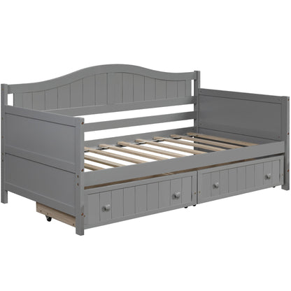 Twin Daybed With 2 Drawers, Sofa Bed For Bedroom Living Room, No Box Spring Needed - Gray