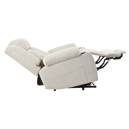 Power Lift Recliner Chair - Fabric Single Sofa With Extended Footrest, Remote Control, Cup Holders, And Side Pockets For Living Room Or Home Theater - Light Gray