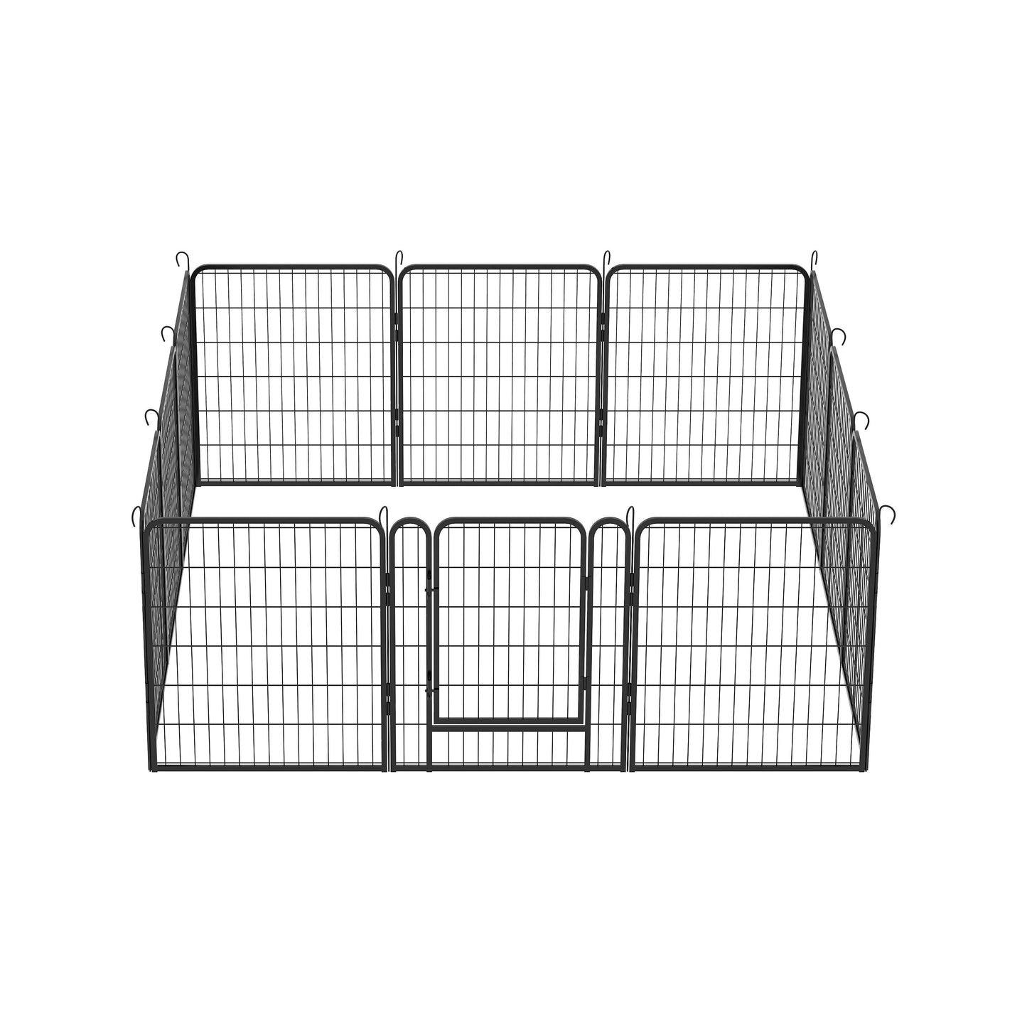 12 Panels Heavy Duty Metal Playpen With Door, Dog Fence Pet Exercise Pen For Outdoor - Black