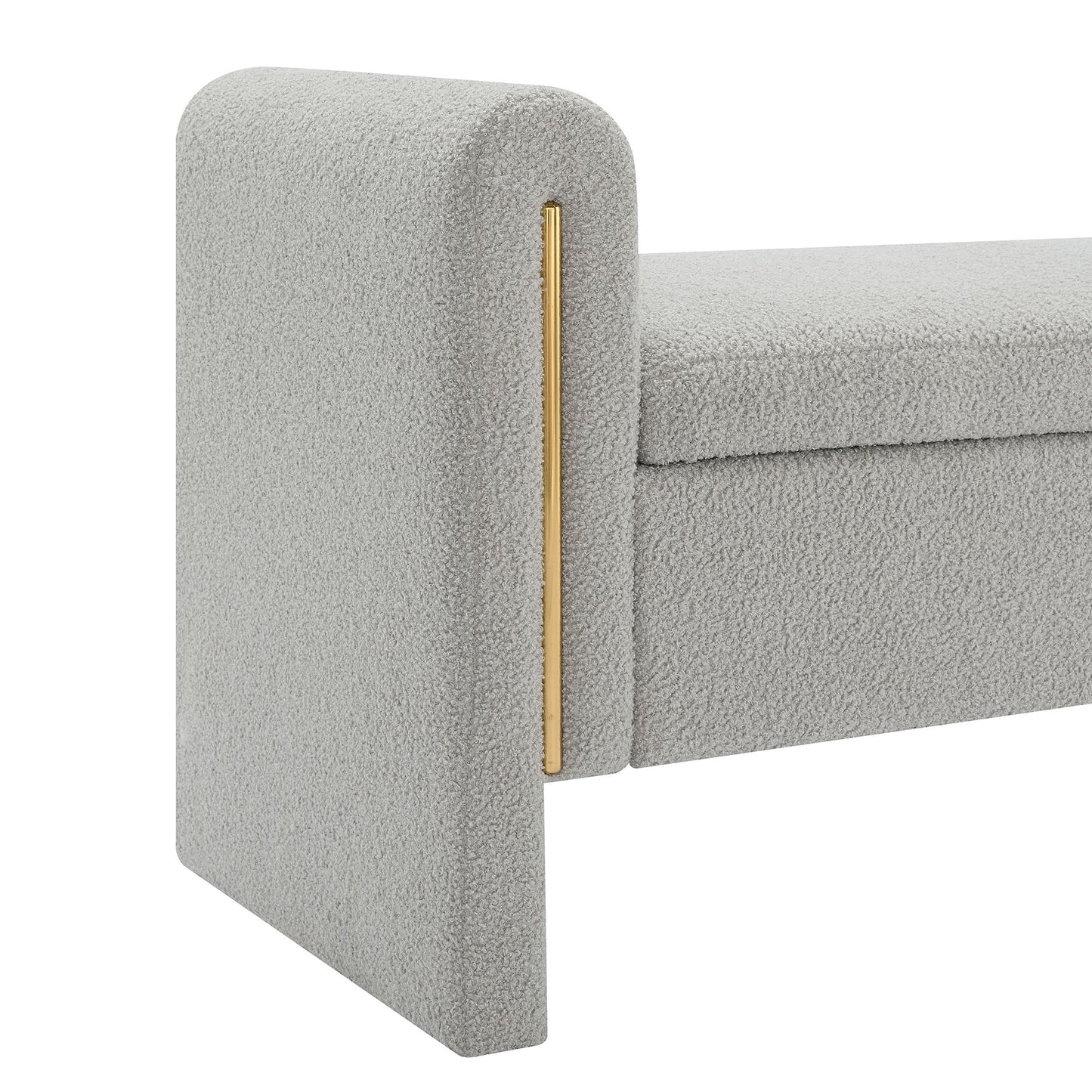 Modern Teddy Bed End Bench With Arms And Storage, Upholstered Large Foot Rest Stool, Comfy Window Vanity Bench For Living Room, Dorm, Coffee Table, Teddy - Gray