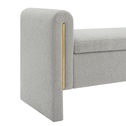 Modern Teddy Bed End Bench With Arms And Storage, Upholstered Large Foot Rest Stool, Comfy Window Vanity Bench For Living Room, Dorm, Coffee Table, Teddy - Gray