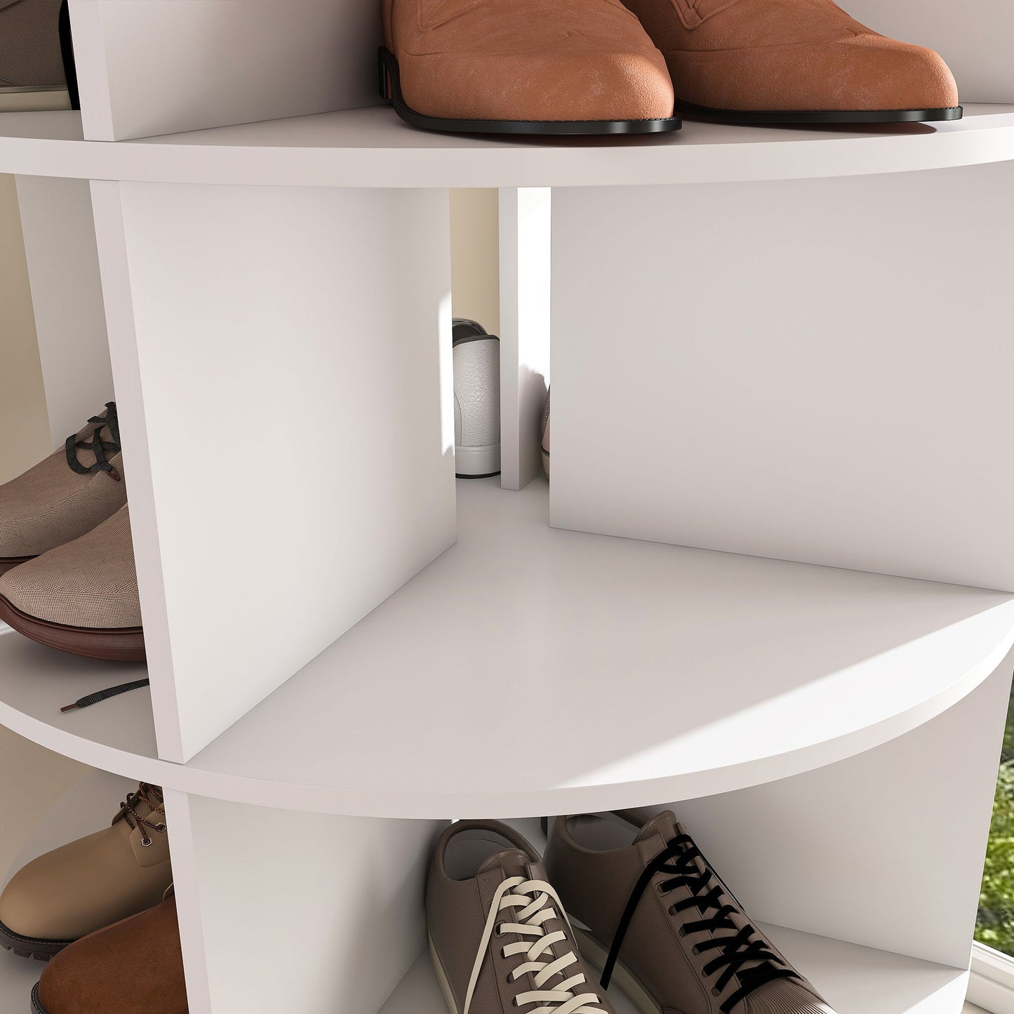 6 Tier Spinning Shoe Rack, Free Standing 360ÔøΩÔøΩ Revolving Shoe Organizer - White