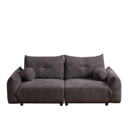 Lamb's Wool 2 Seater Cushion Sofa Comfortable Sofa For Living Room Bedroom And Other Casual Spaces Lamb's Wool Sofa With 2 Cushions And 2 Ball Pillows (Set of 2) - Gray