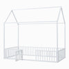 House Bed With Fence And Door - White