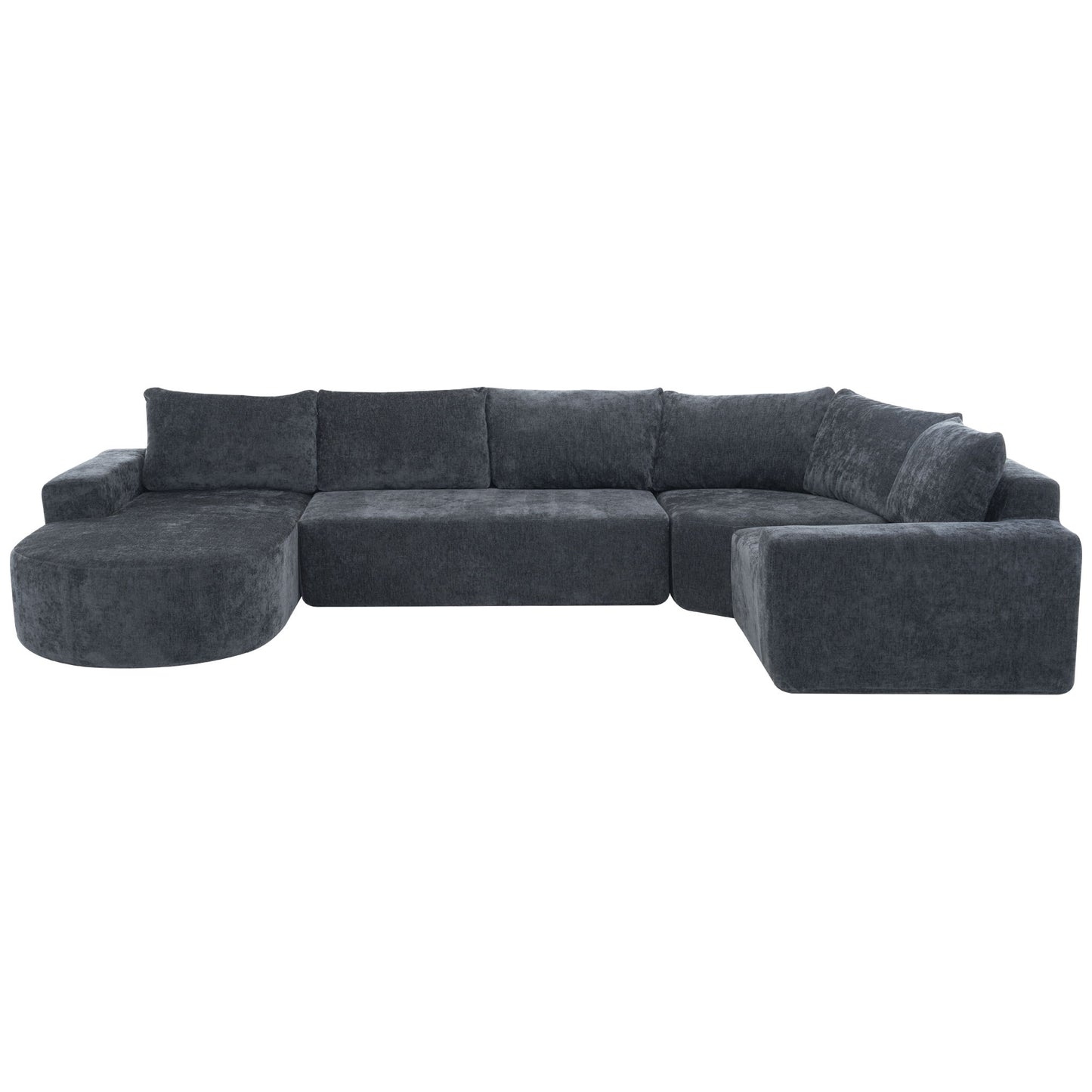 Oversized Modular Sofa Cloud Sectional Sofa Set Upholstered Couches U - Shaped Sofa With Deep Seat For Living Room - Gray