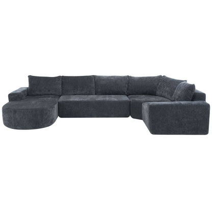 Oversized Modular Sofa Cloud Sectional Sofa Set Upholstered Couches U - Shaped Sofa With Deep Seat For Living Room - Gray