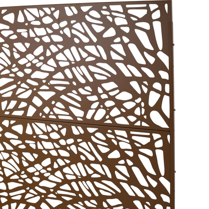Outdoor & Indoor Metal Privacy Screen Freestanding Decorative Privacy Screen, Privacy Fence Panels For Deck Balcony Patio Garden - Brown