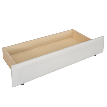 Twin Size Upholstered Daybed With Drawers, Slat Support - Beige