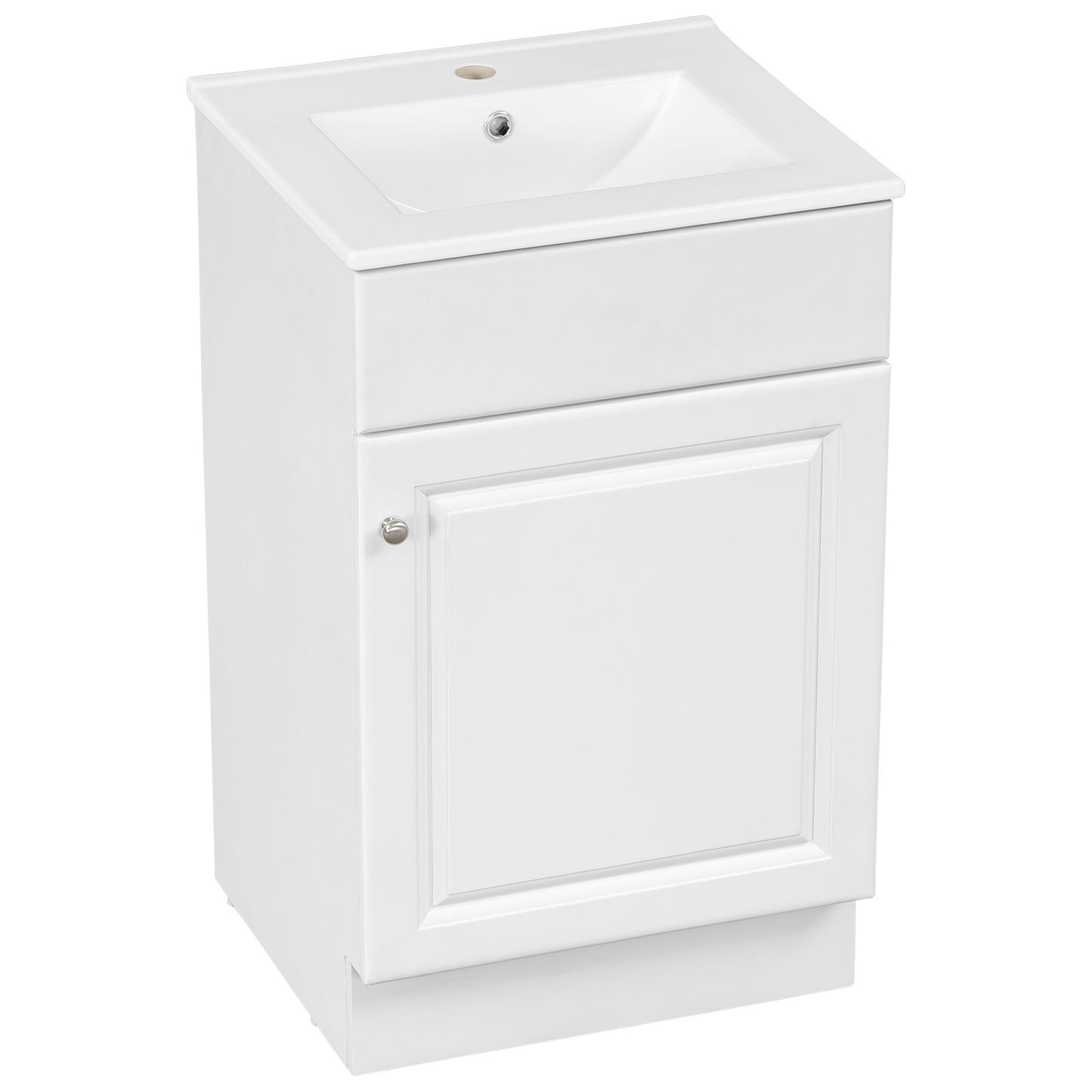 20" Bathroom Vanity With Sink, Freestanding Cabinet With Door Shelf And Adjustable Shelf, And Ceramic Construction - White