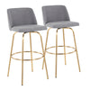 Toriano - Contemporary Fixed Height Barstool With Swivel And Round Footrest (Set of 2) - Gray / Gold