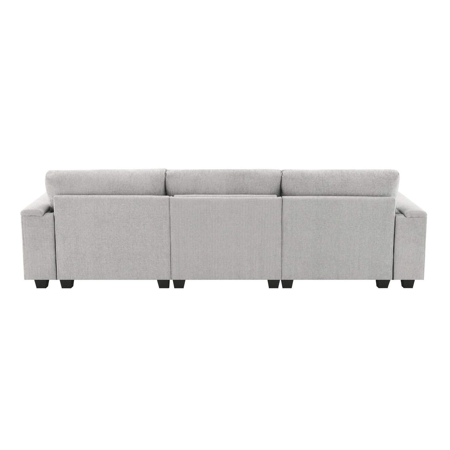 Sectional With Bluetooth Speaker Comfy Cloud Couch Set With Drop Down Table Cup Holders, USB Charger Storage Armrest Wide Seat Sofa - Gray
