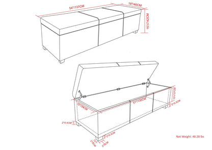 Avalon - Extra Large Storage Ottoman Bench - Cloud Gray
