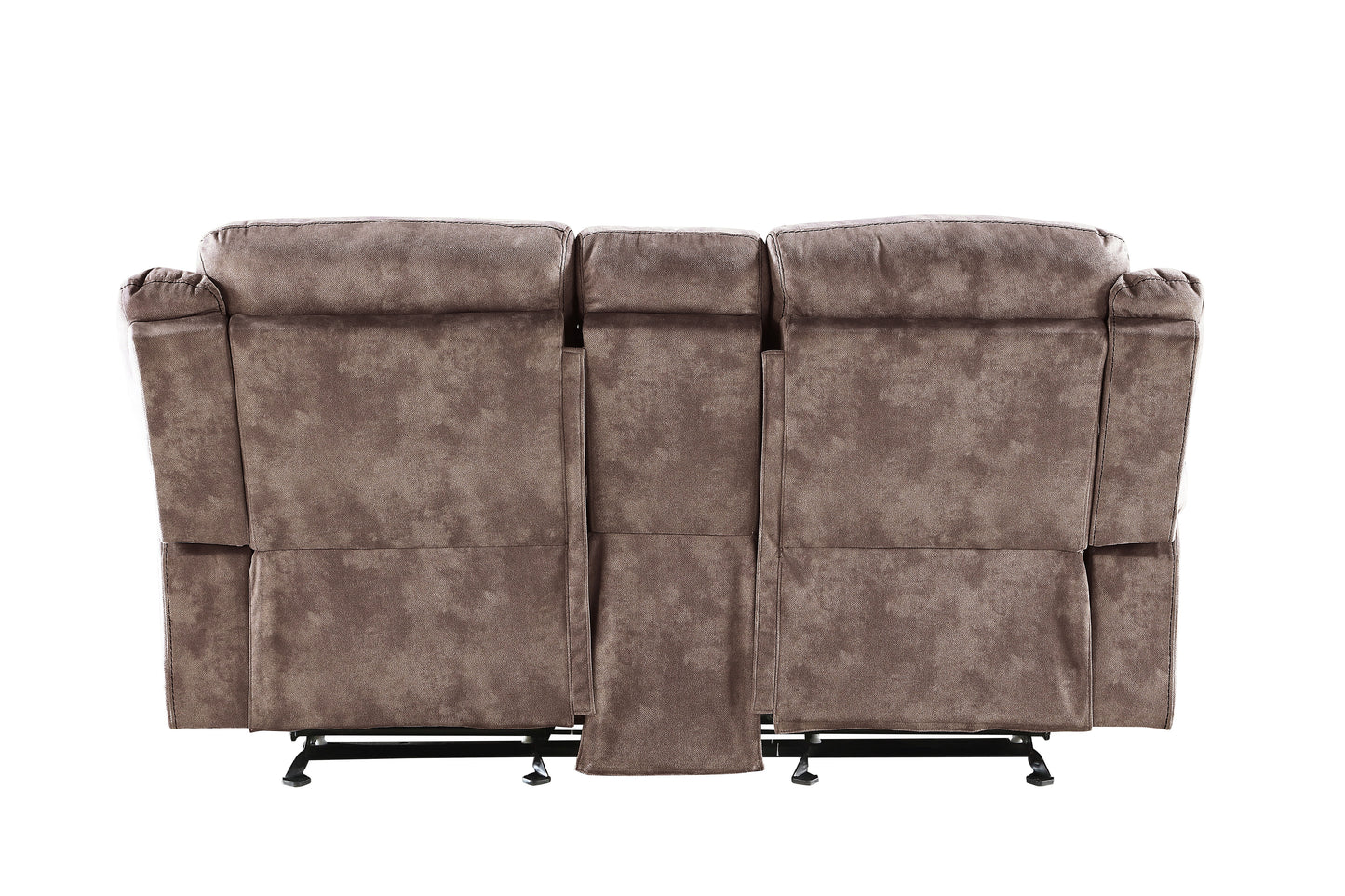 Zubaida - Two Tone Velvet Recliner Loveseat With USB Port Console - Chocolate