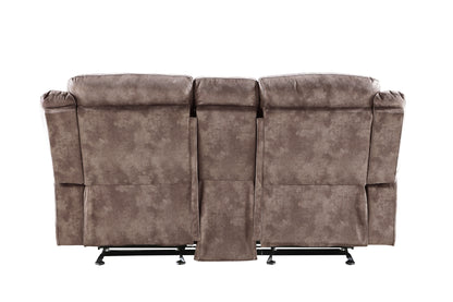 Zubaida - Two Tone Velvet Recliner Loveseat With USB Port Console - Chocolate