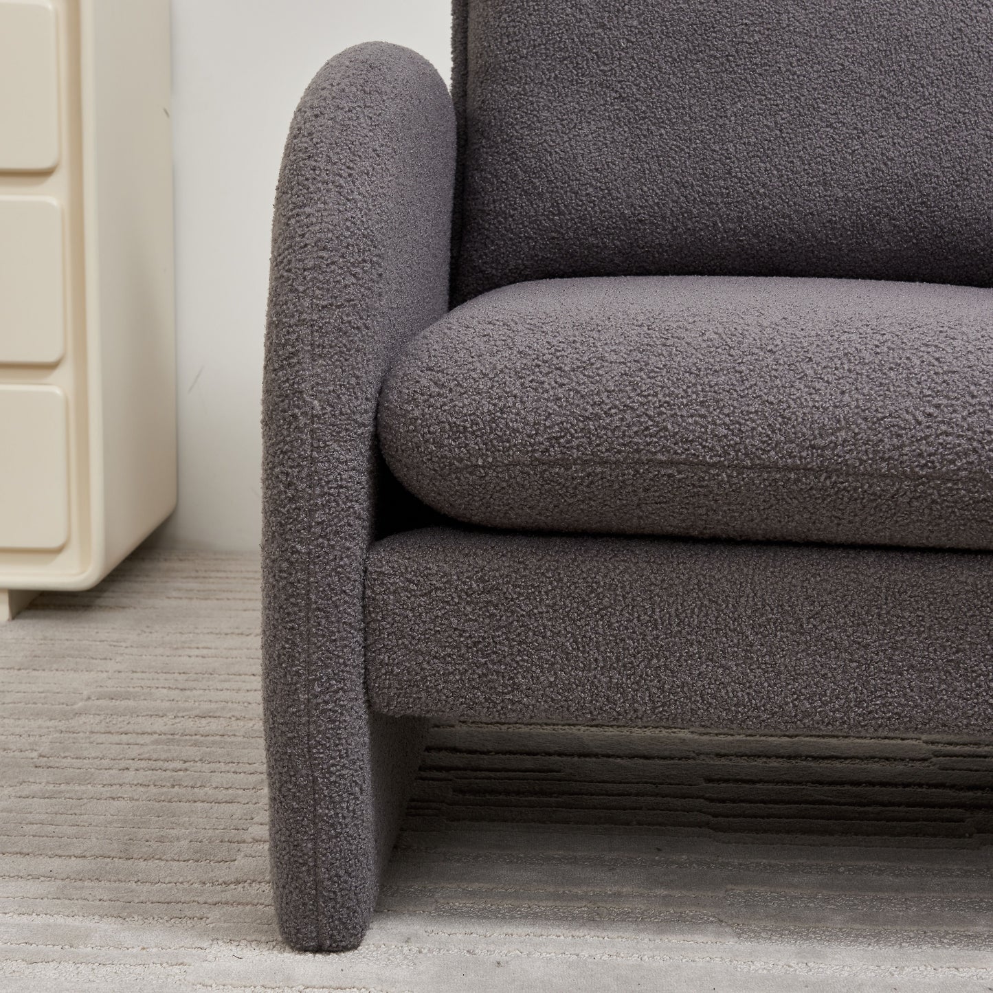 Modern Sherpa Upholstered Accent Chair, Comfortable Living Room Armchair, Lounge Chair For Bedroom, And Office - Gray