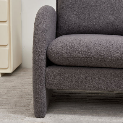 Modern Sherpa Upholstered Accent Chair, Comfortable Living Room Armchair, Lounge Chair For Bedroom, And Office - Gray