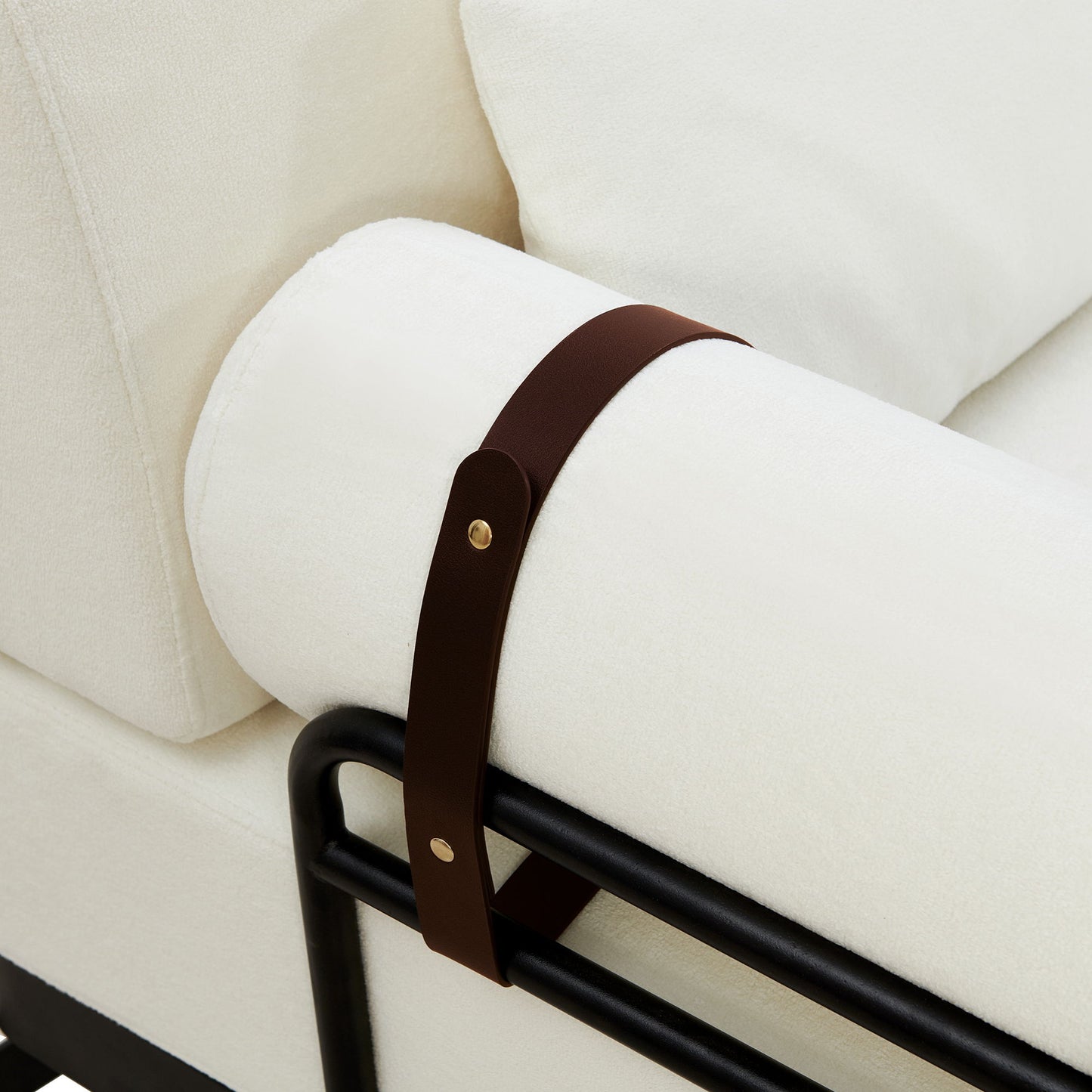 Modern Loveseat Sofa 59" Couch With Flexible USB Ports, Unique Cylindrical Armrests - Beige