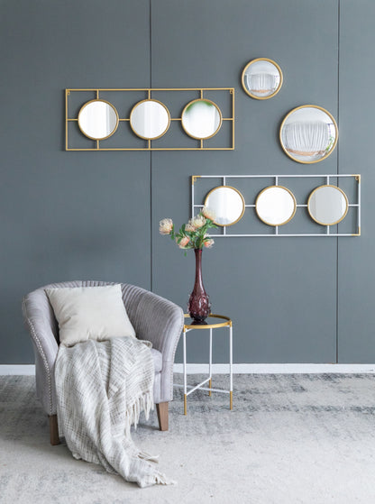 3 Mirror Piece Wall Mirror InRectangular Frame, Home Wall Decor For Bedroom Living Room - Gold