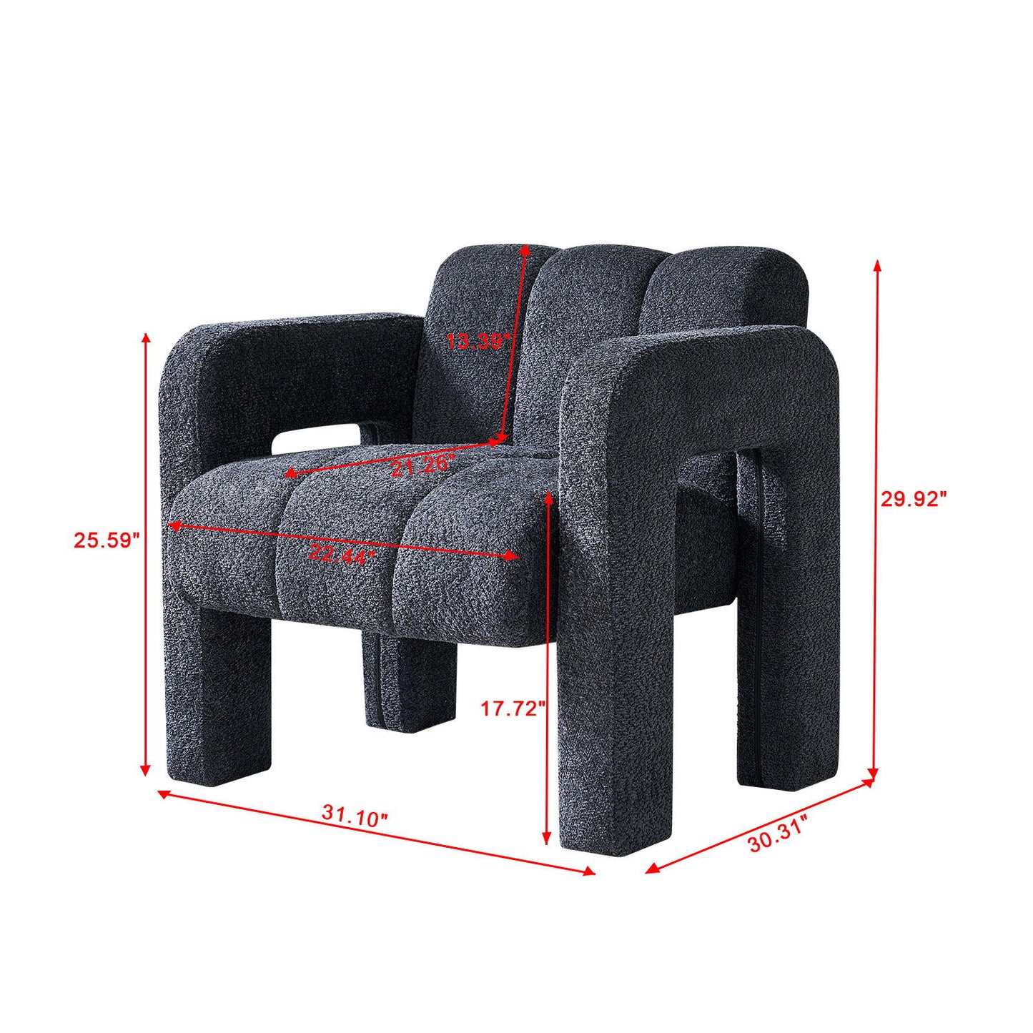 31.10" Boucle Upholstered Accent Chair - Dark Gray