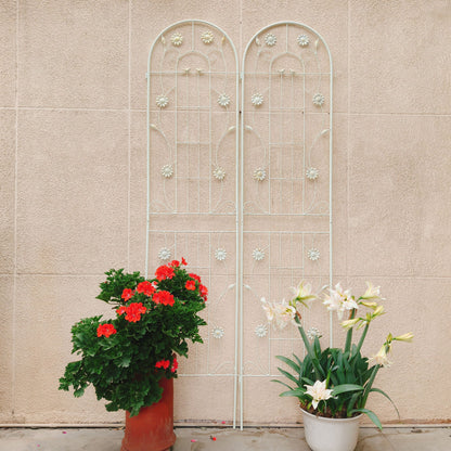 4 Pack Metal Garden Trellis Rustproof Trellis For Climbing Plant Outdoor Flower Support - Cream White