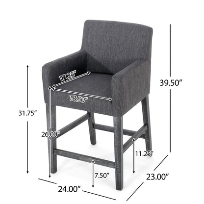 Serenitia - Upholstered Counter Chair With Straight Arm - Charcoal