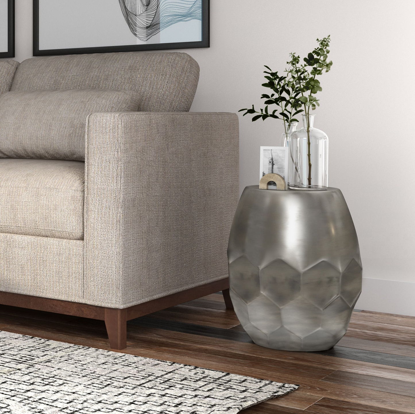 Flanigan - Metal Accent Table - Antique Silver
