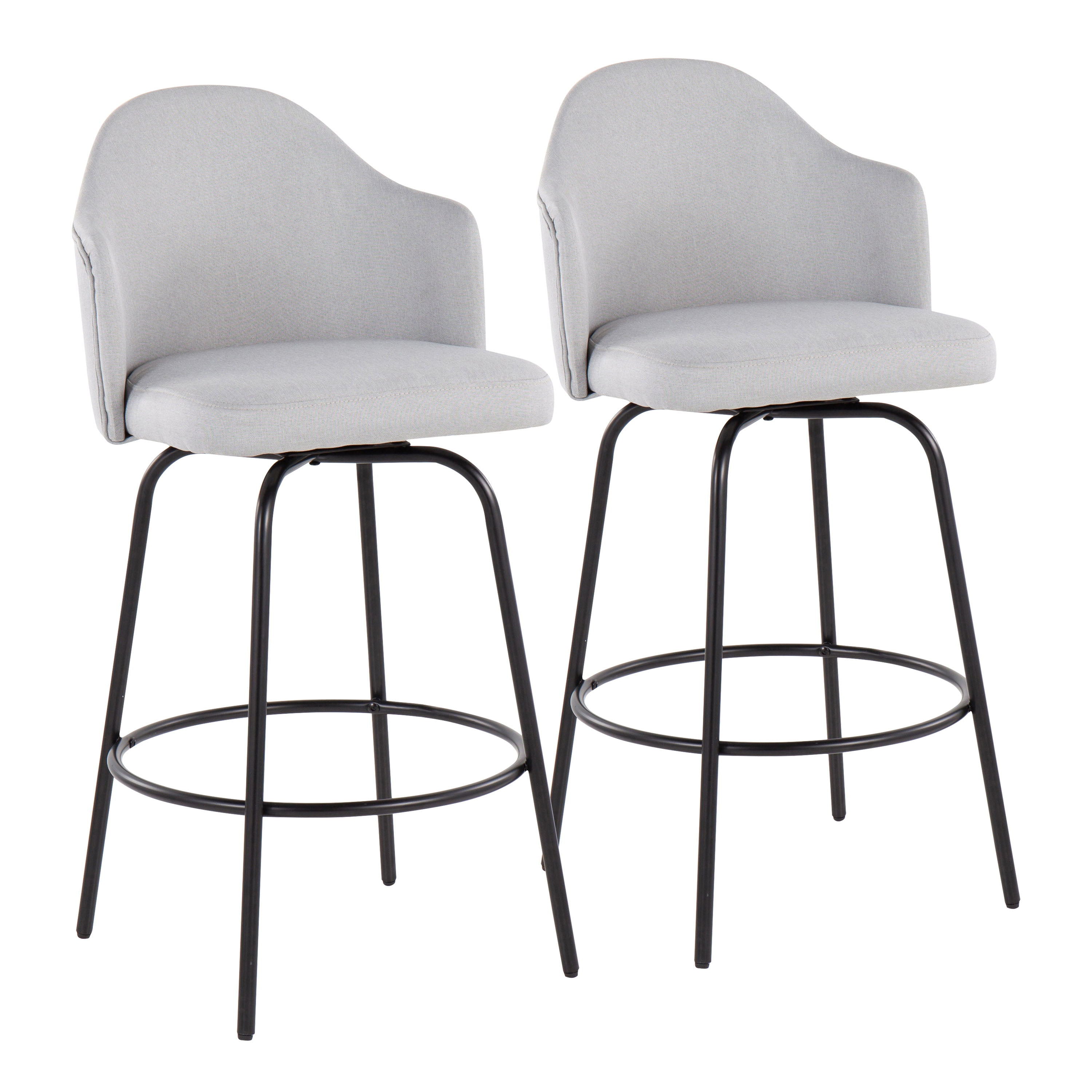Ahoy - Contemporary Fixed Height Counter Stool (Set of 2) - Black / Light Gray