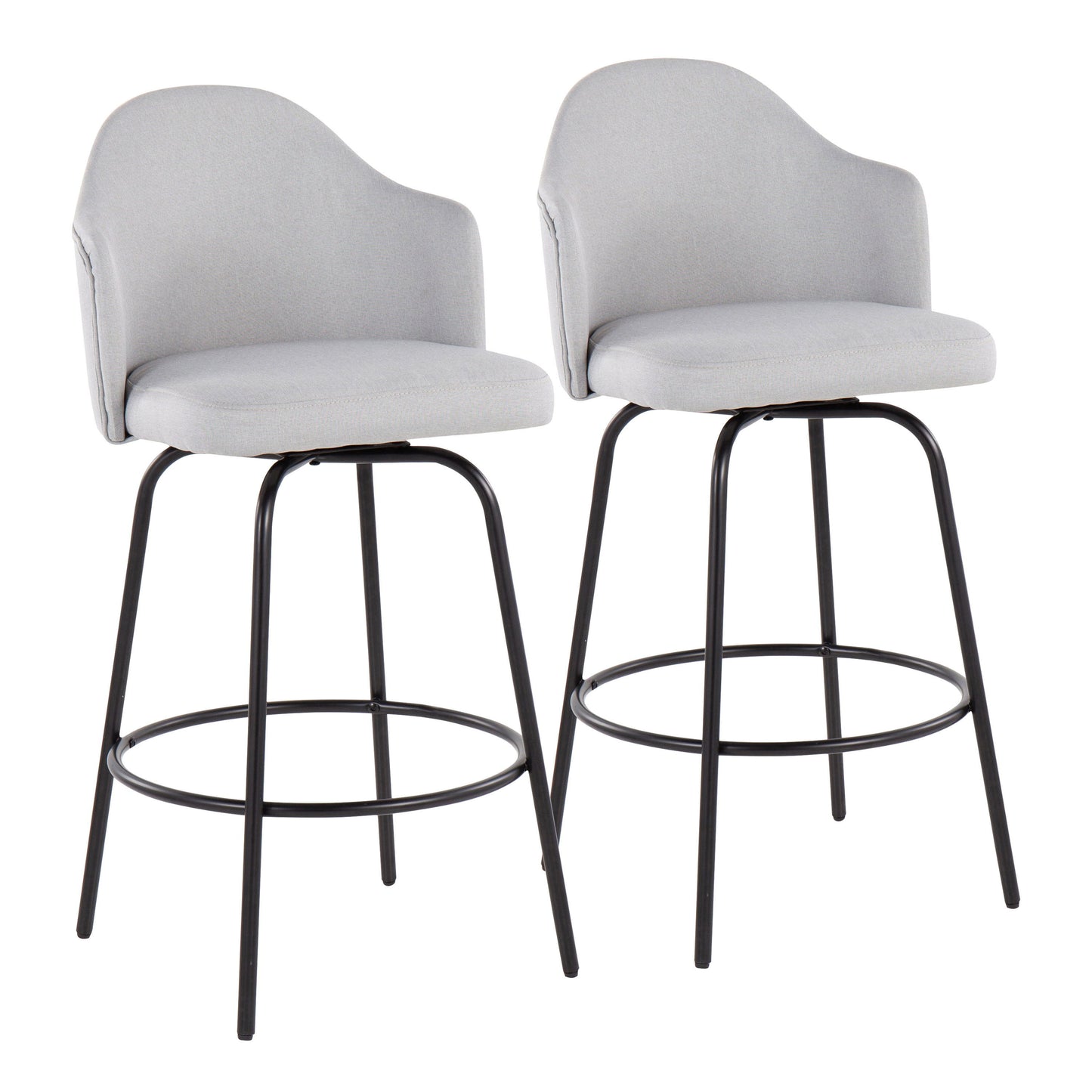 Ahoy - Contemporary Fixed Height Counter Stool (Set of 2) - Black / Light Gray