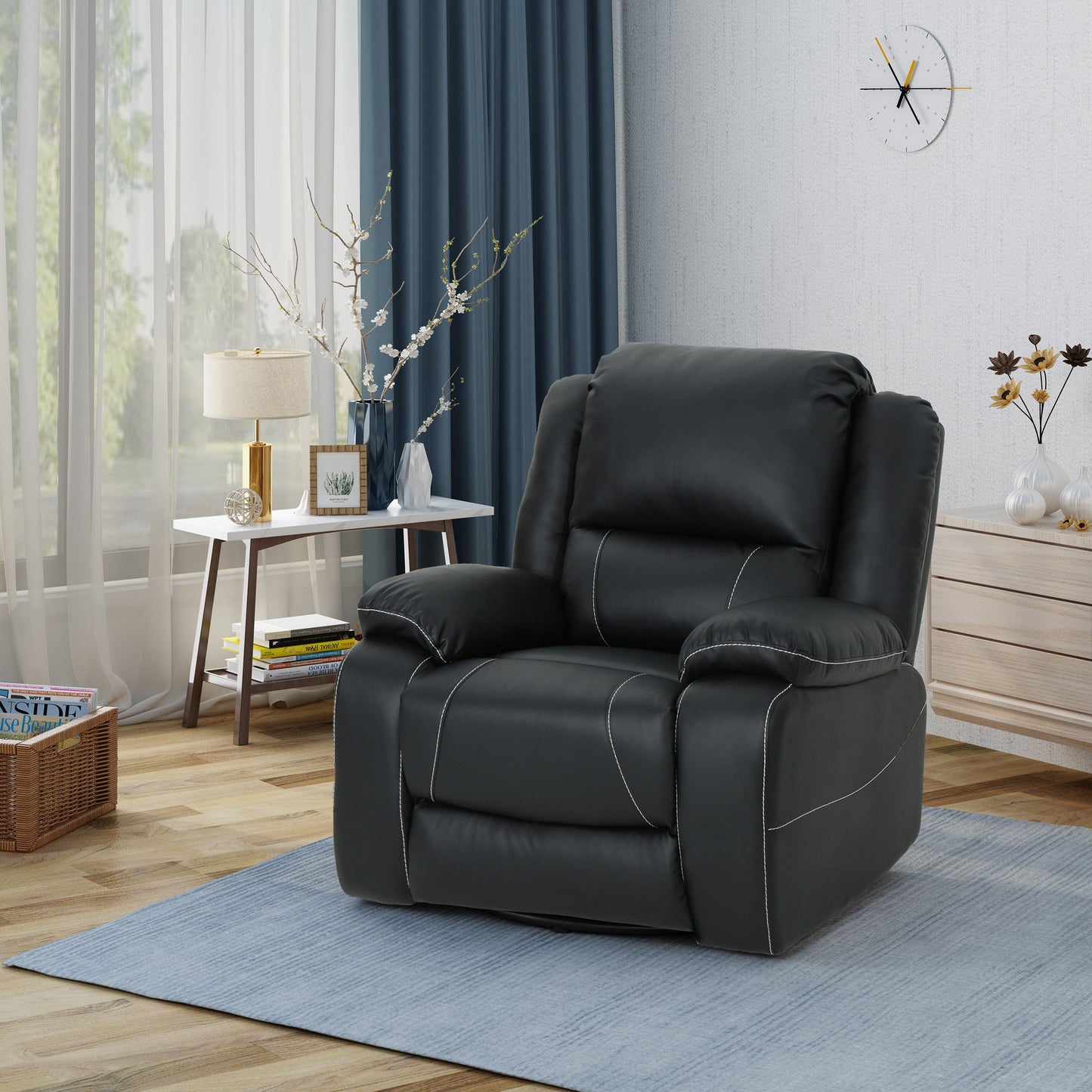 Wide Manual Swivel Standard Recliner - Black