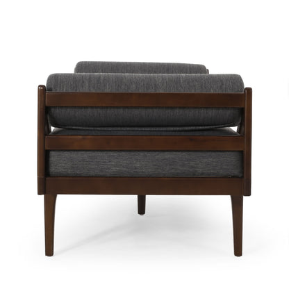 Contemporary Fabric Chaise Lounge With Button Tufted Waffle Stitching And Rolled Accent Pillows - Charcoal