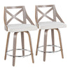Charlotte - Farmhouse Fixed Height Counter Stool & Swivel With Round Footrest (Set of 2) - Light Gray / Cream