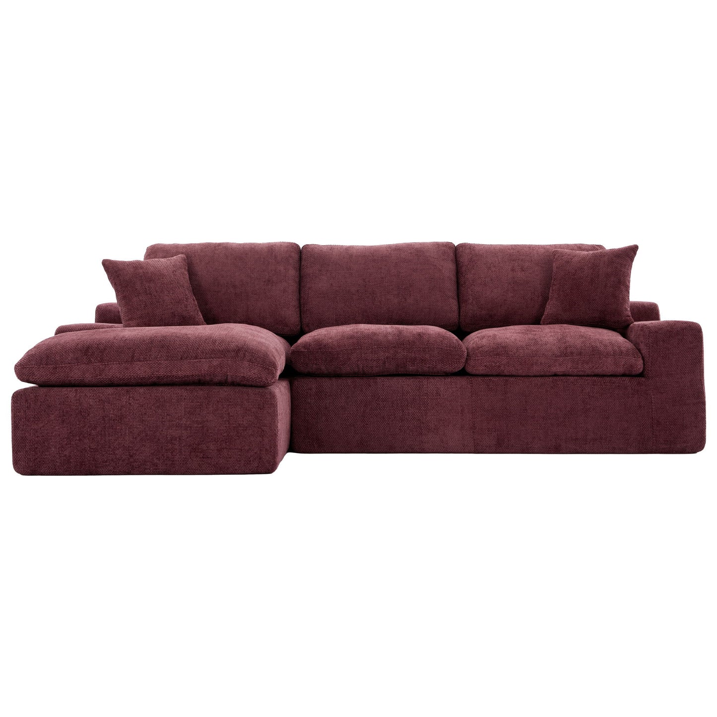 Cloud Sectional Sofa Upholstered Sofa Couch With Double-Layer Cushion And Side Pockets - Red
