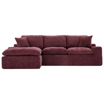 Cloud Sectional Sofa Upholstered Sofa Couch With Double-Layer Cushion And Side Pockets - Red