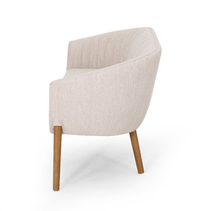 Mid Century Modern Loveseat With Channel Stitched Backrest - Beige