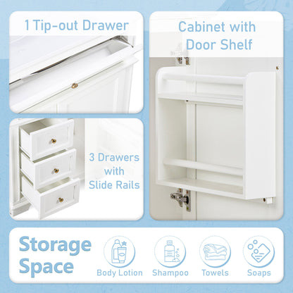 Freestanding 30" Bathroom Vanity With Sink, Soft Closing Door, Tip Out Drawer - White