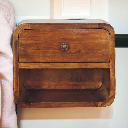 Mini Curve Floating Nightstand - Chestnut