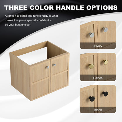 Modern Wall Mounted 24" Bathroom Vanity With 2 Soft Closing Doors, Excluding Sink - Oak